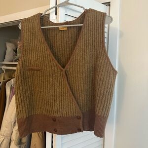 Elegant Brown V-Neck Sweater Vest